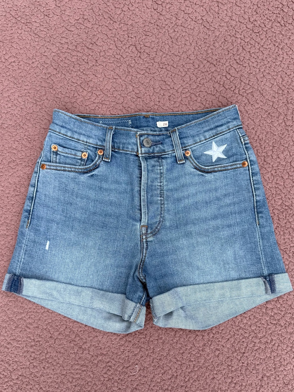 Women's Light Blue Denim Star Accent Jean Shorts